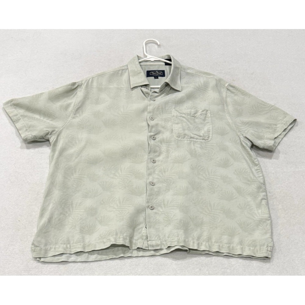 Nat Nast Mens light Mint green tropical  style short sleeve shirt  size L